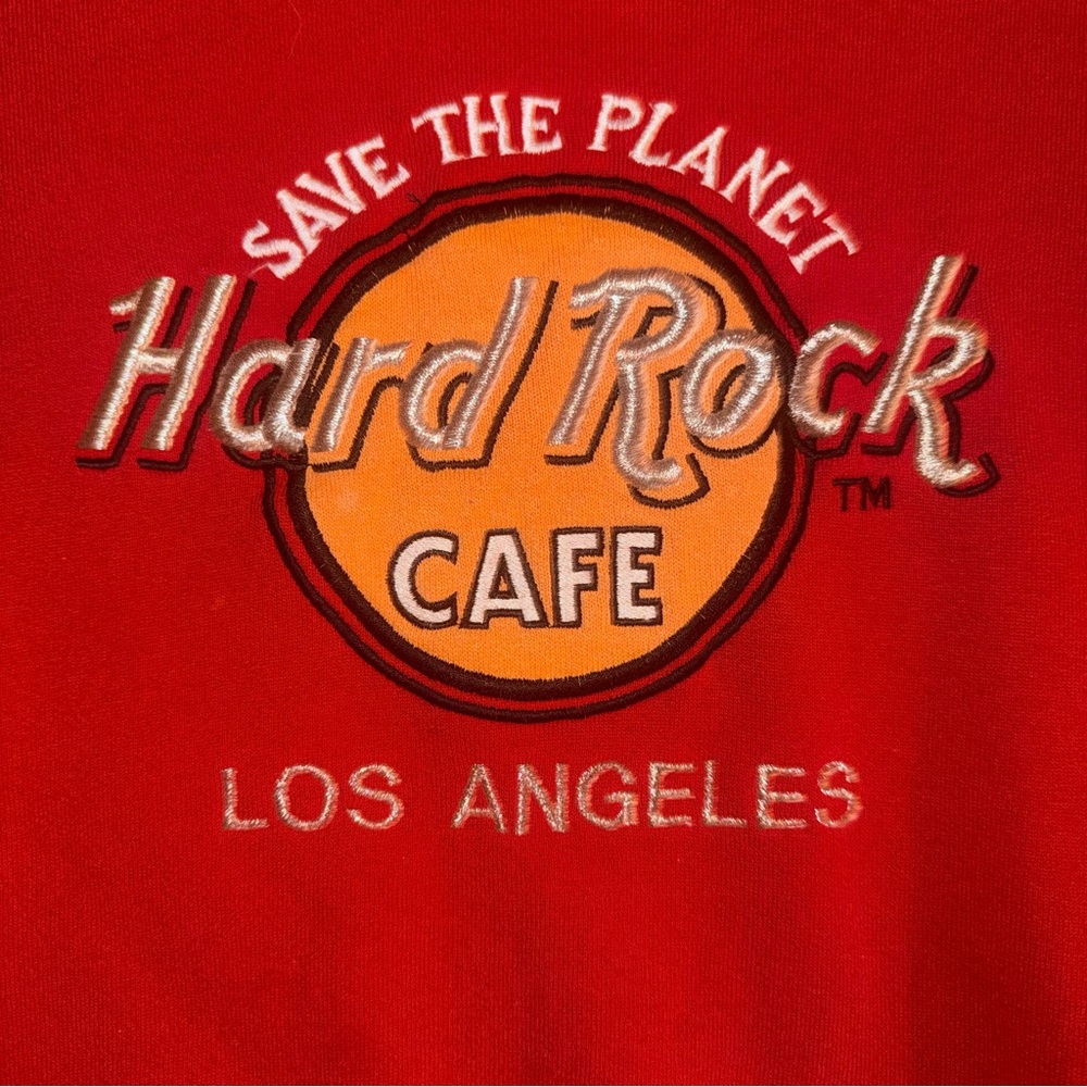 Vintage Hard Rock Cafe Los Angeles Red Crewneck Sweatshirt Large.